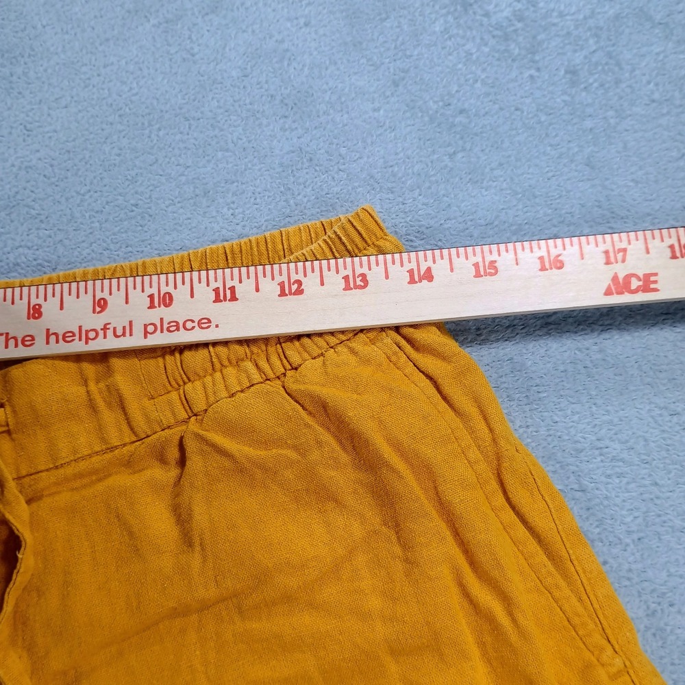 Old Navy Womens Linen Blend Shorts Mustard Yellow Small Drawstring Pocket - Picture 3 of 13